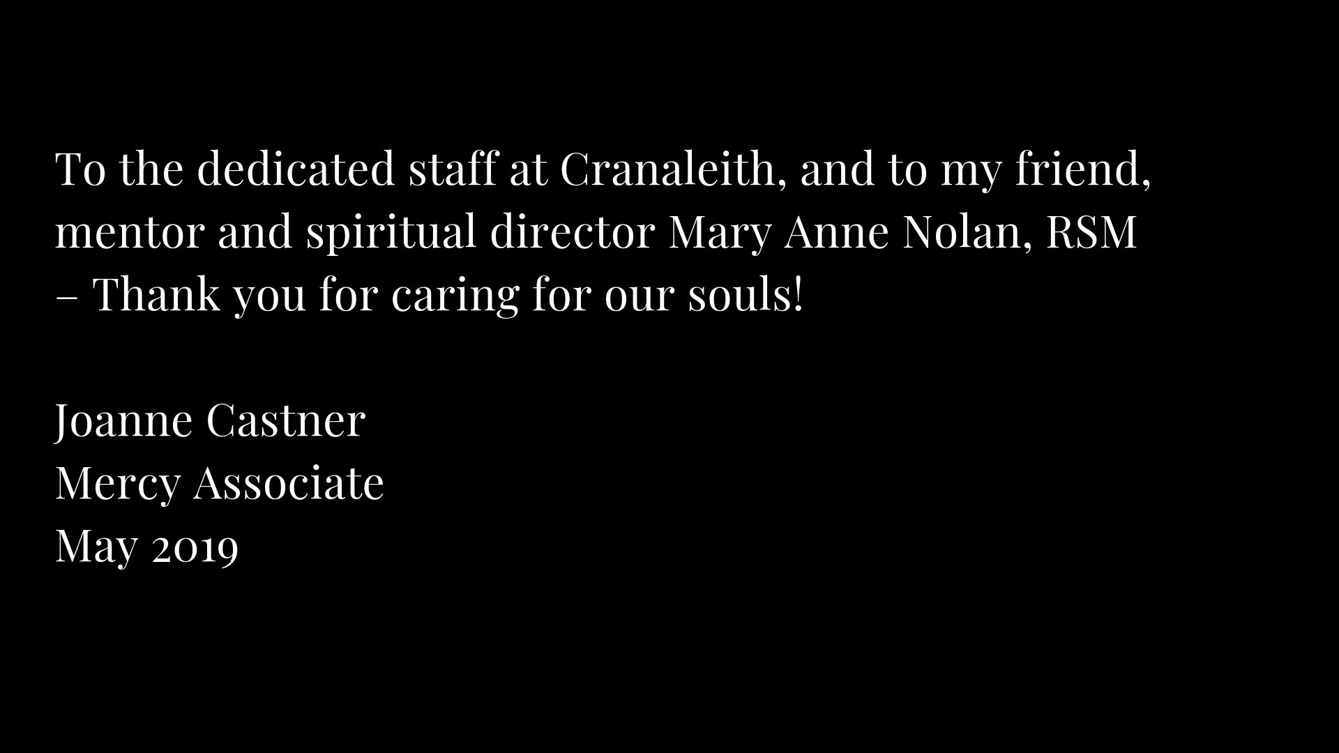 A black and white image of an email from the mary anne nolan, spiritual director.
