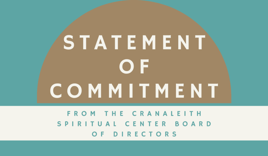 A brown and white logo with the words statement of commitment.