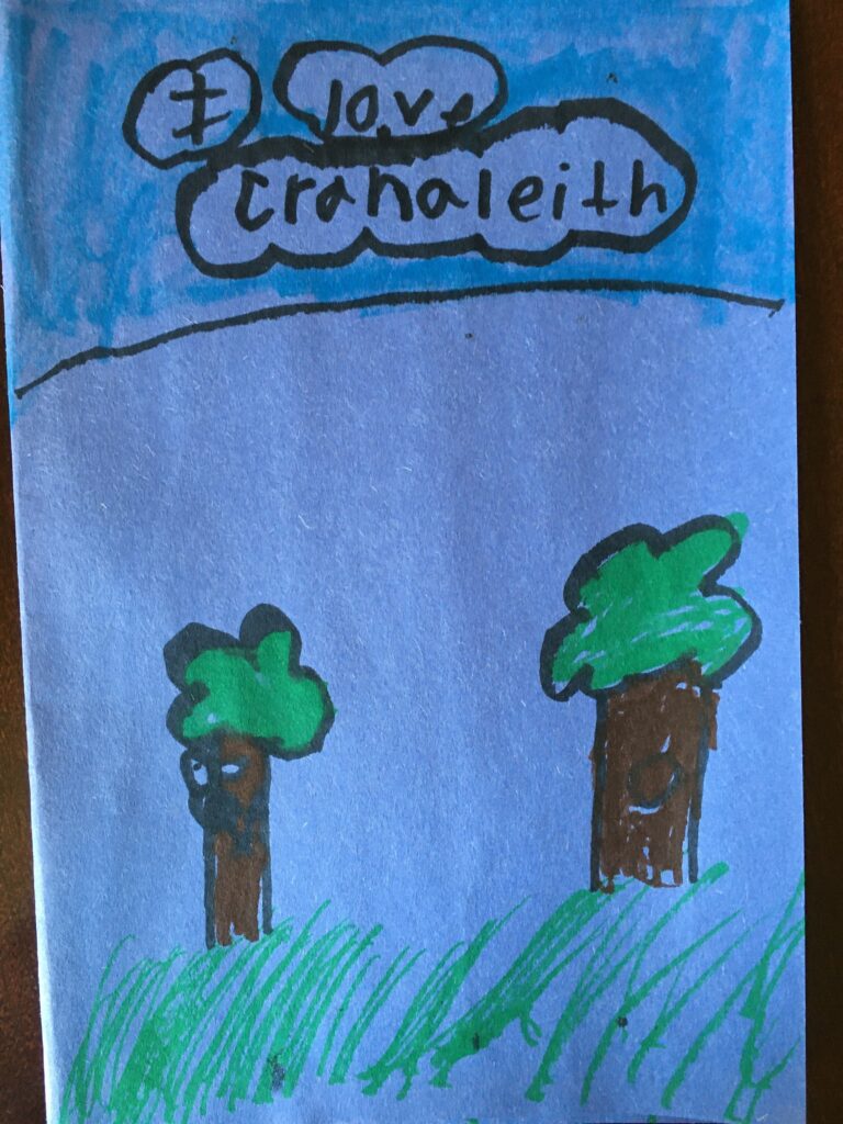 A drawing of trees with the words " erha-leith ".