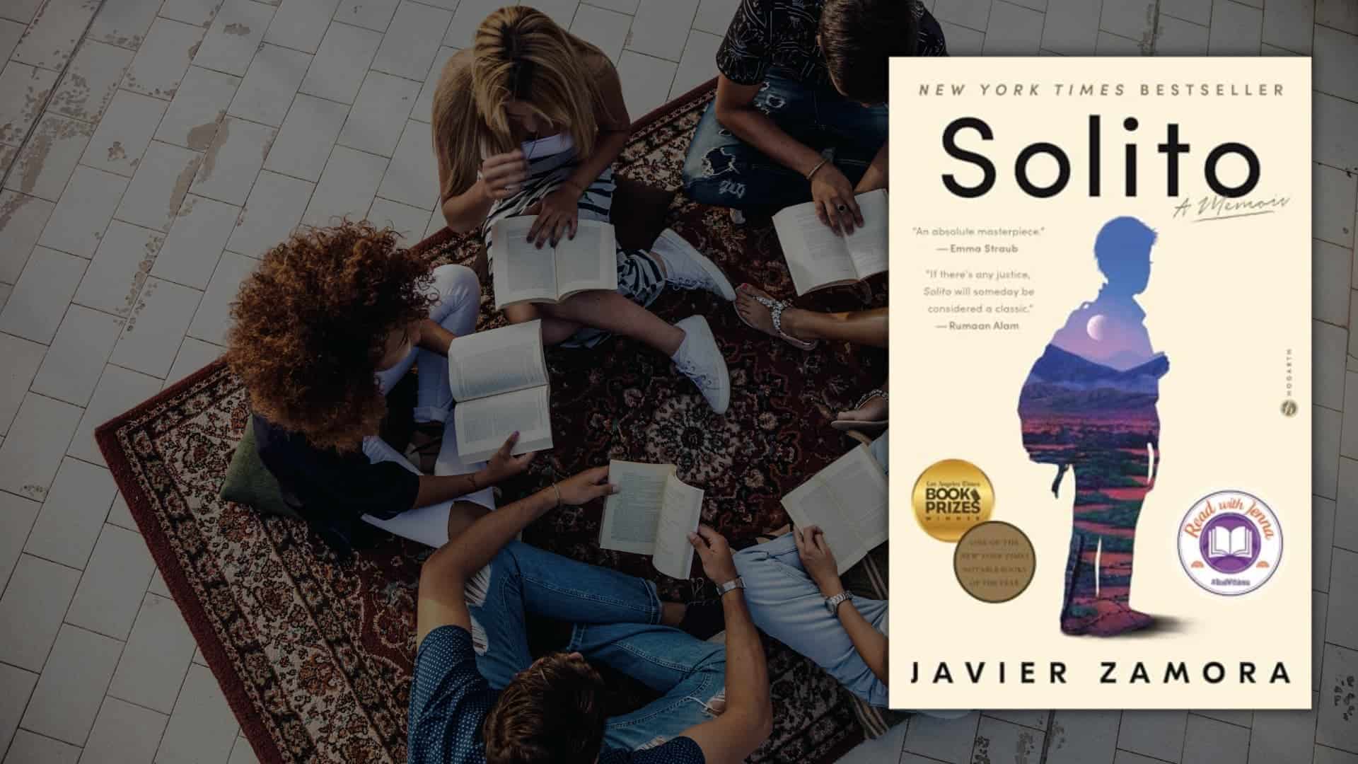 A book circle reading 'Solito' by Javier Zamora.